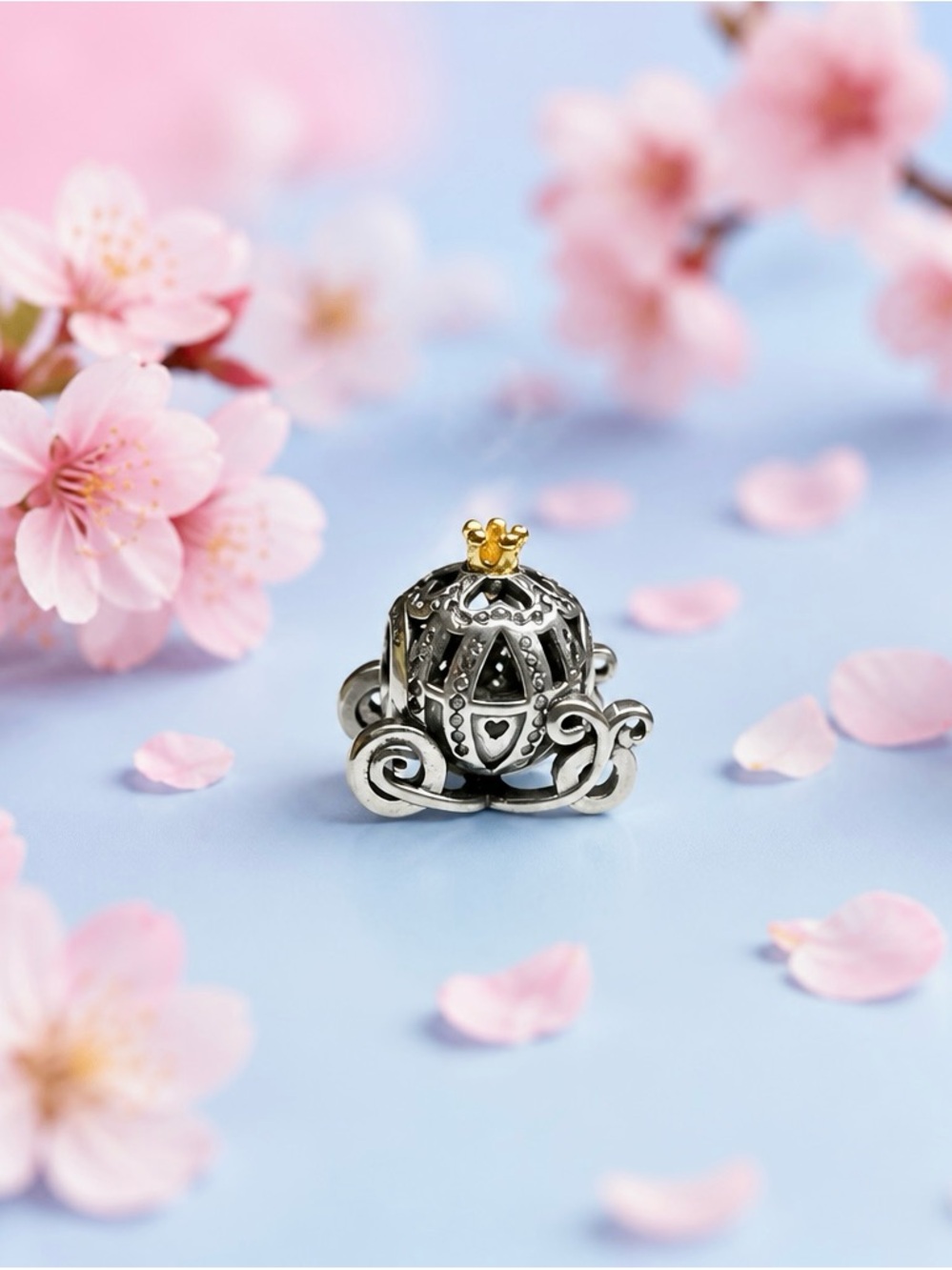 Silver and Gold Princess Carriage Charm new with out tag